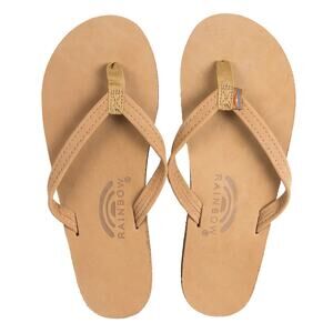 Rainbow Single Layer Narrow Strap Thong Sandals Sierra Brown Womens 5.5/6.5 NWT